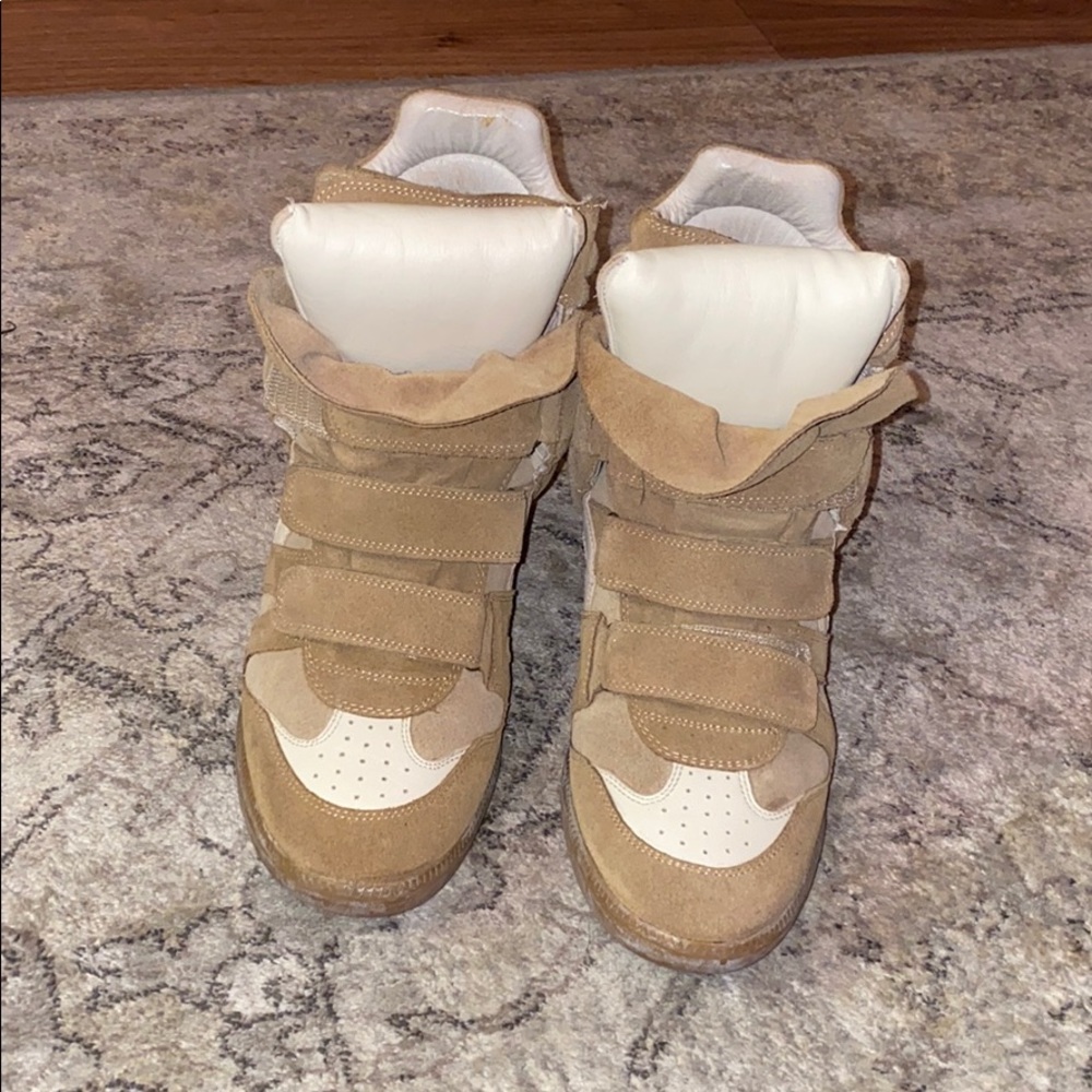 Isabel Marant Tan and Cream Sneakers